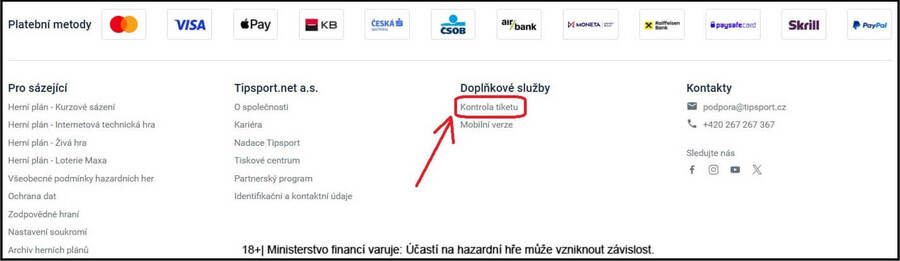 Tipsport kontrola tiketu online – bez registrace