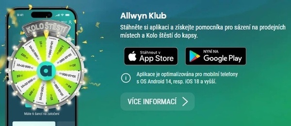 Zaregistrujte se a získejte bonus, a poté si stáhněte si aplikaci Allwyn Klub.