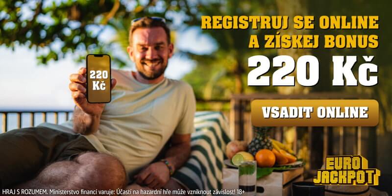 Registrujte se s bonusem 220 Kč zdarma u Sazky a vsaďte si třeba Eurojackpot.