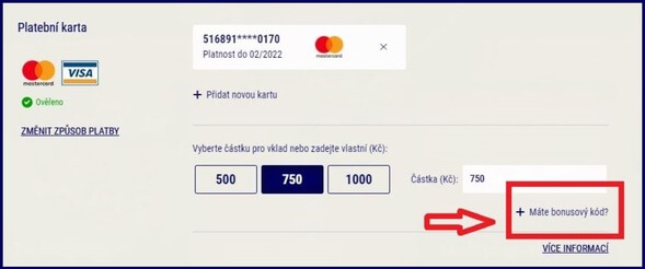 Sazka bonus - jak vložit promokód?