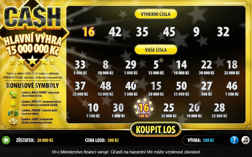 V online losu Cash 500 můžete vyhrát až 15 milionů korun.