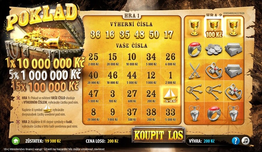 V online losu Poklad čeká maximální výhra 10 milionů&nbsp;korun.