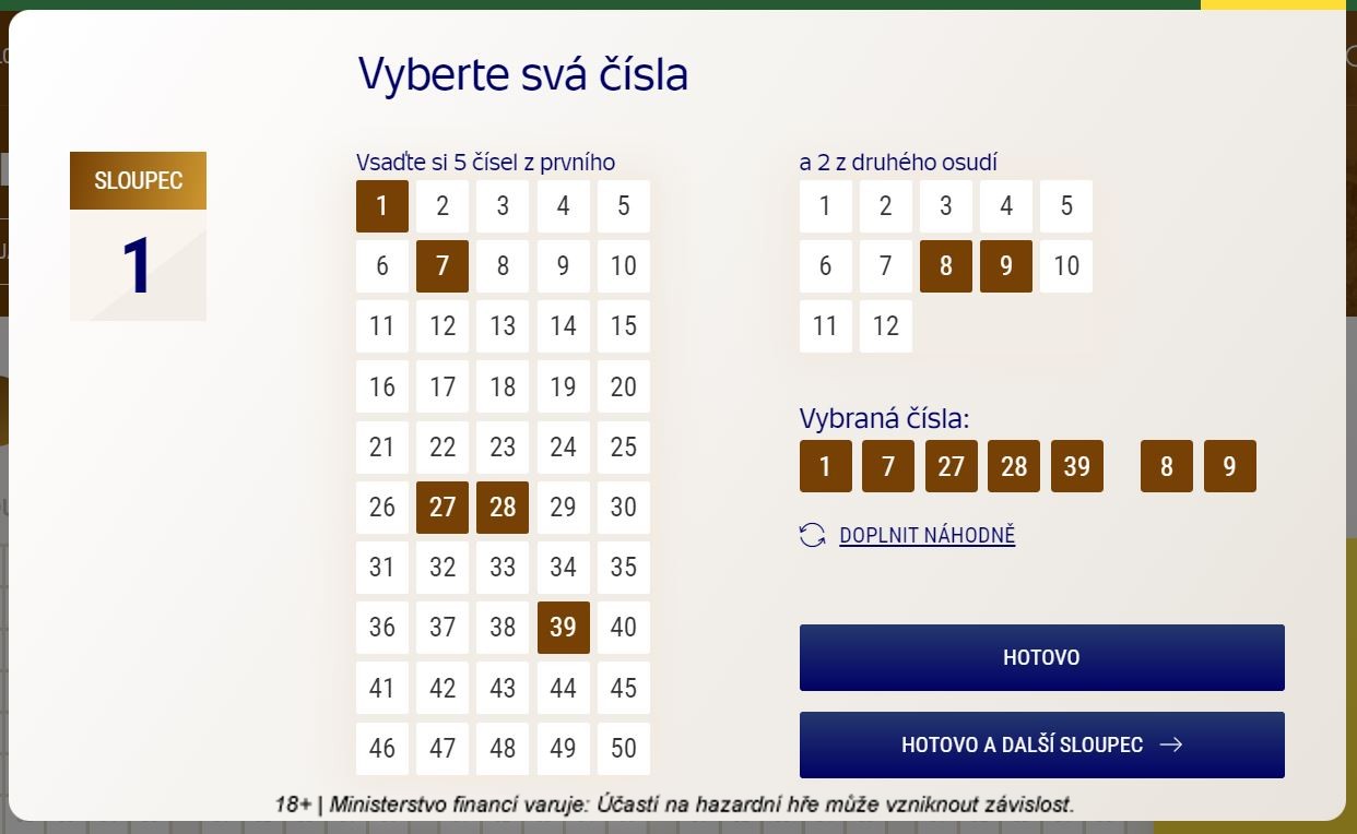 Eurojackpot tiket vzor - jak vyplnit