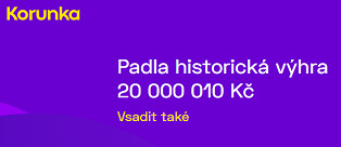 Rekordní výhra v loterii Korunka. Za 20 Kč vyhrál 20 milionů