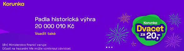 Rekordní výhra v loterii Korunka. Za 20 Kč vyhrál 20 milionů