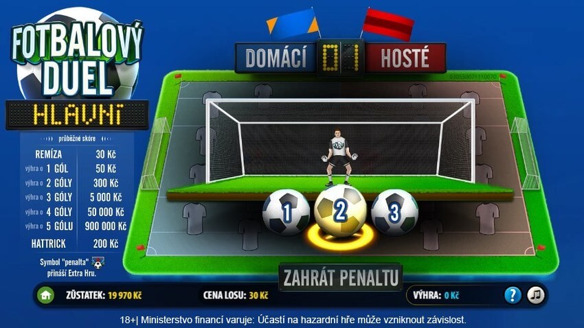Online los Fotbalový duel – penalta