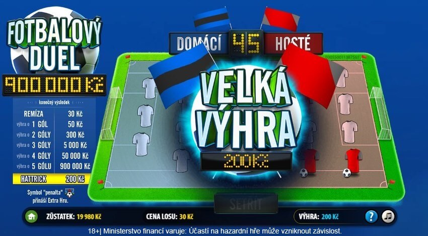 Online los Fotbalový duel – velká výhra