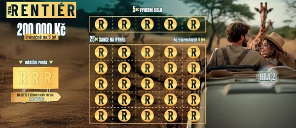 Setřete si online los Mega Rentiér přímo ve vašem telefonu nebo PC.