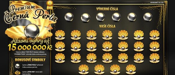 Stírací los Premium Černá Perla před setřením.