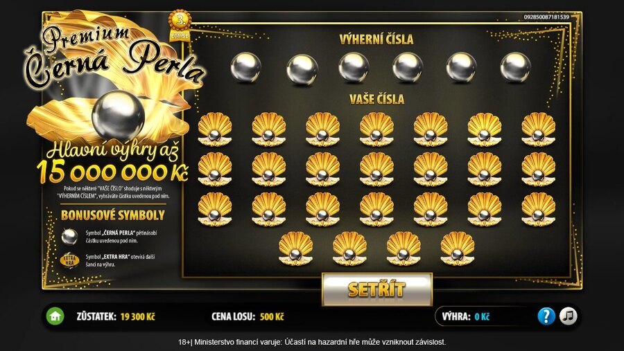 Stírací los Premium Černá Perla před setřením.