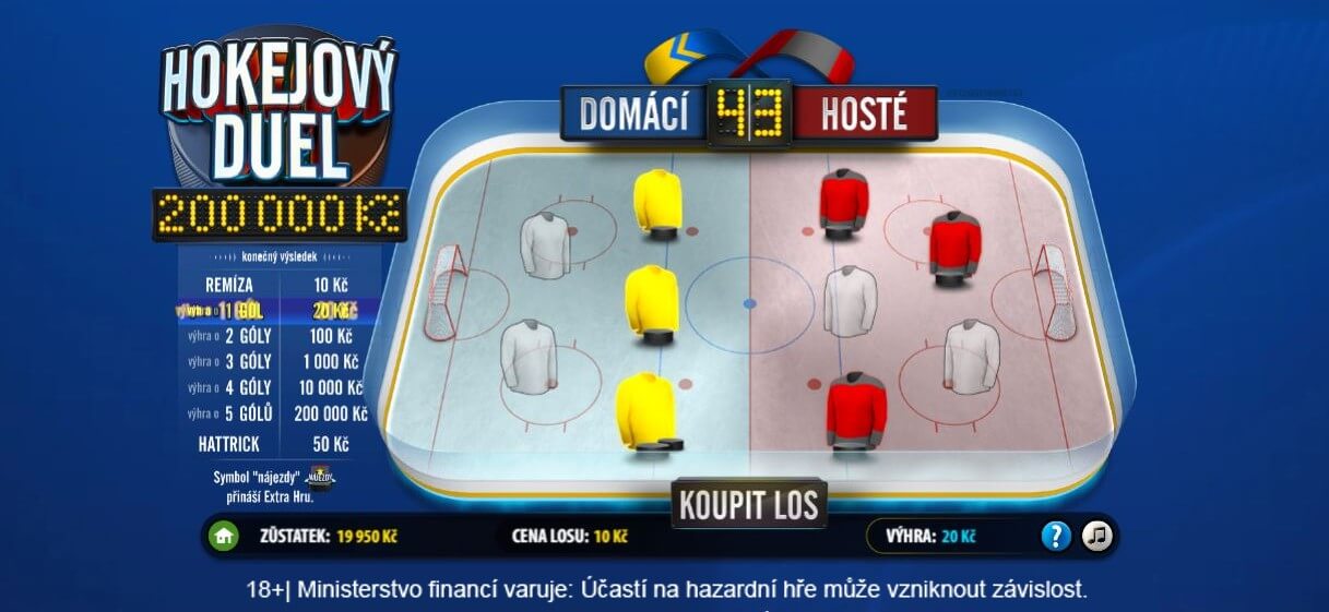 Výherní stírací los Hokejový duel