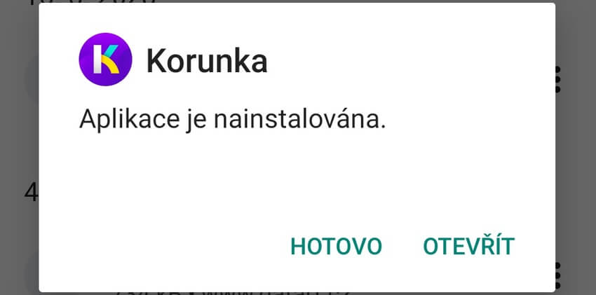 Korunka je nainstalována.