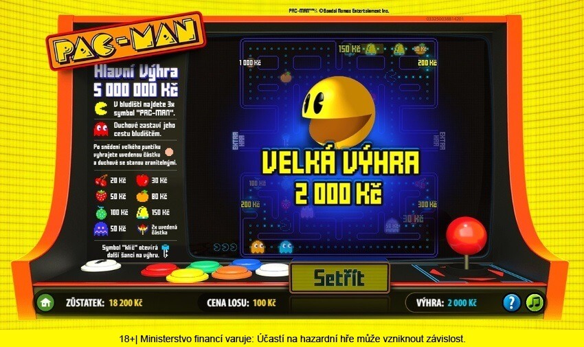 Nezapomeňte si při stírání online losu PAC-MAN zapnout i doprovodné zvuky.