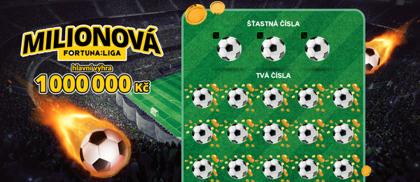 Milionová FORTUNA:LIGA – stírací los s výhrou až 1.000.000 Kč