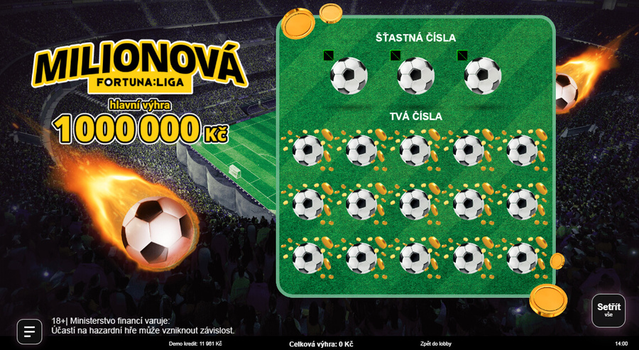 Milionová FORTUNA:LIGA – stírací los s výhrou až 1.000.000 Kč