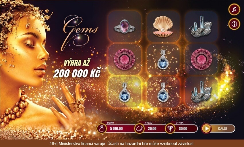 Setřete online los Gems a vyhrajte až 200 000 Kč.