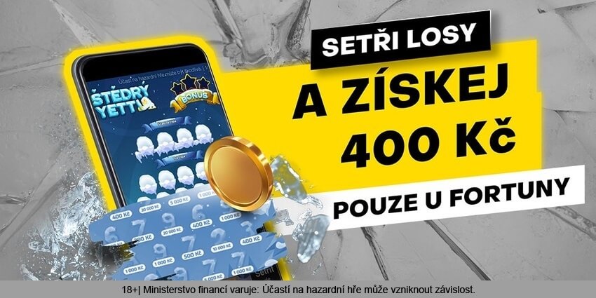 Získejte bonus až 400 Kč s online losy Fortuna.