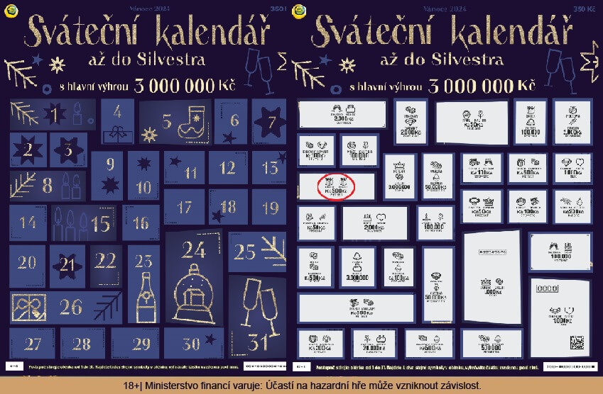 Jak vypadá los Sváteční kalendář od Sazky.