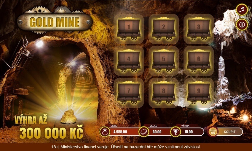 Online los Gold Mine nabízí hlavní výhru až 300 000 Kč.