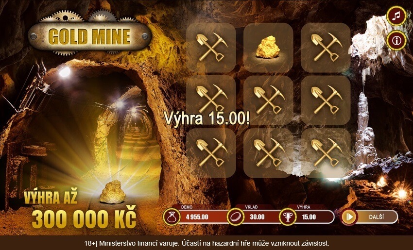 Setřete si online los Gold Mine a vyhrajte až 300 000 Kč.