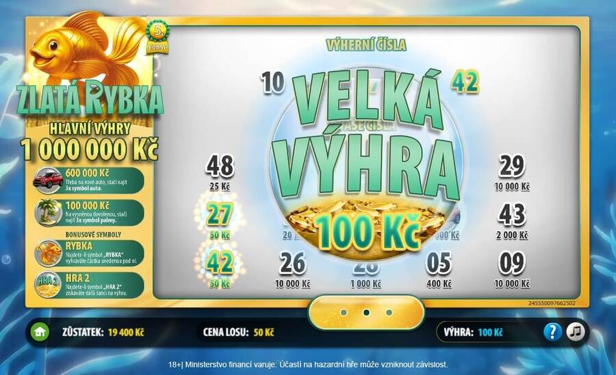 Výhra v&nbsp;losu Zlatá rybka.