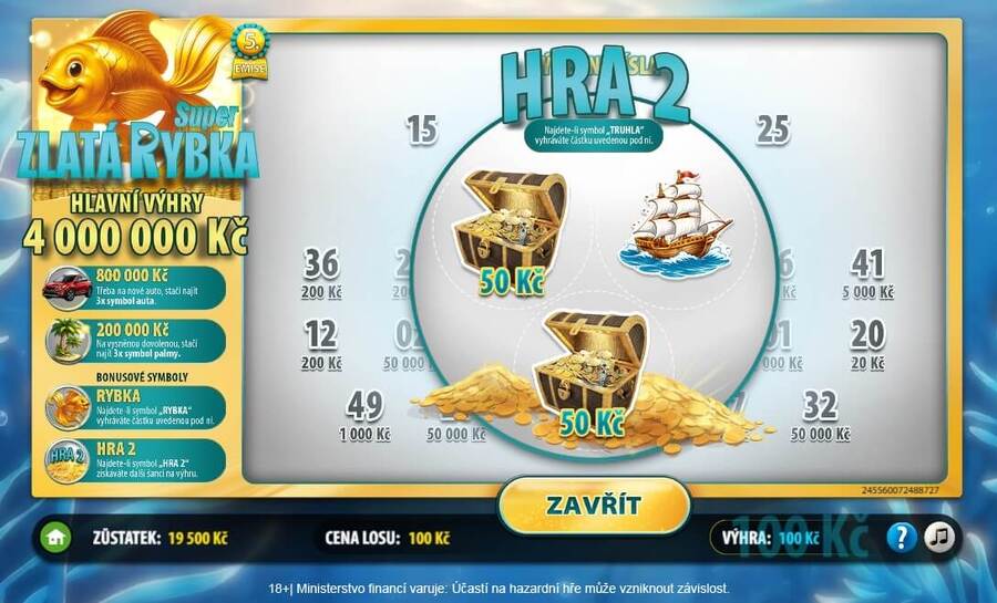 V online losu Super Zlatá rybka můžete narazit na minihru, která vám přidává další šanci na výhru.