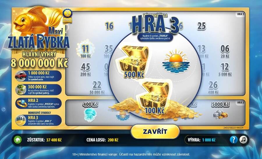 Jedna z&nbsp;mini her na losu Maxi Zlatá rybka.