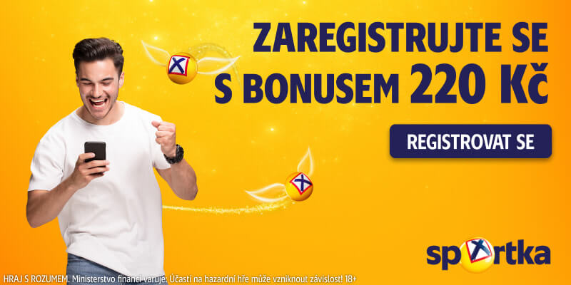Registrujte se s bonusem 220 Kč zdarma u Sazky a vsaďte si třeba Sportku.