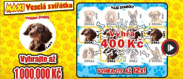 Stírací online los Maxi veselá zvířátka – recenze