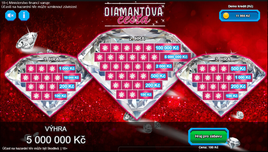 Diamantová cesta – online los s hlavní výhrou 5 milionů