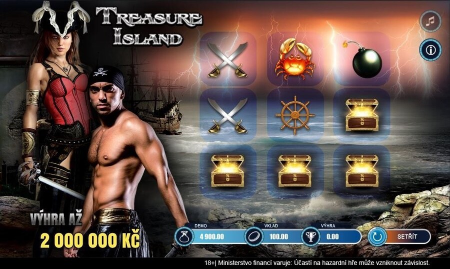 Stírání online losu Treasure Island u Chance a Tipsportu