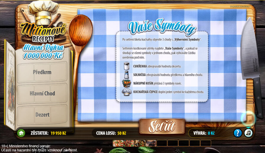Recenze stíracího e-losu od Sazky Milionové recepty