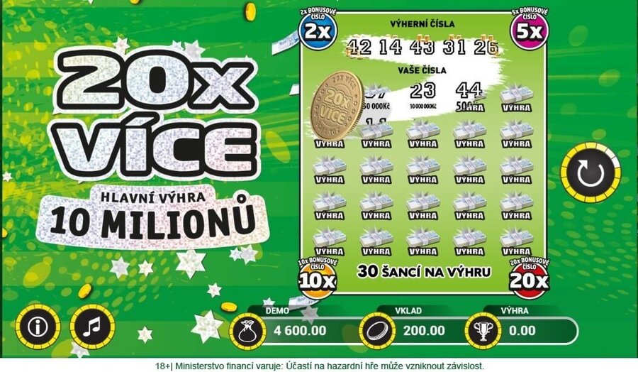 Stírání losu 20x VÍCE od Korunky