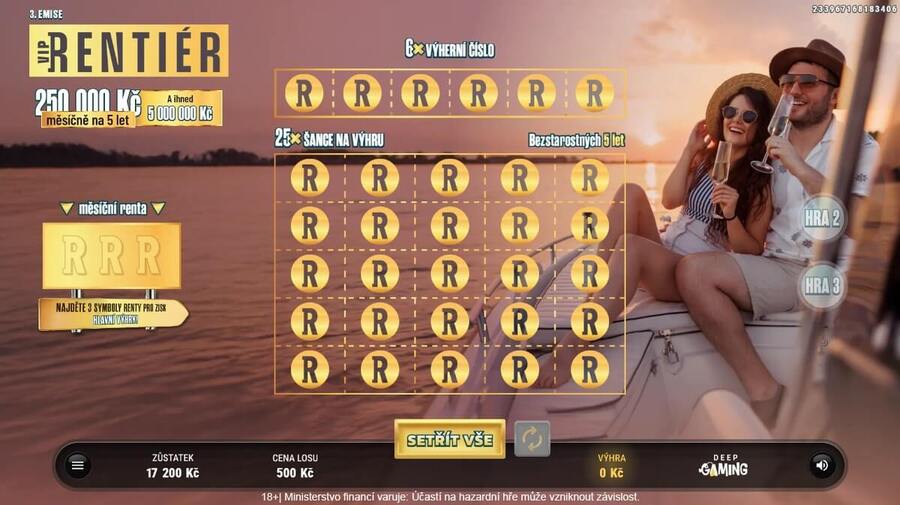 Online los VIP Rentiér s&nbsp;max. výhrou 20 milionů&nbsp;korun.