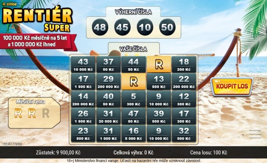 Super Rentiér výhra 7.000.000 Kč