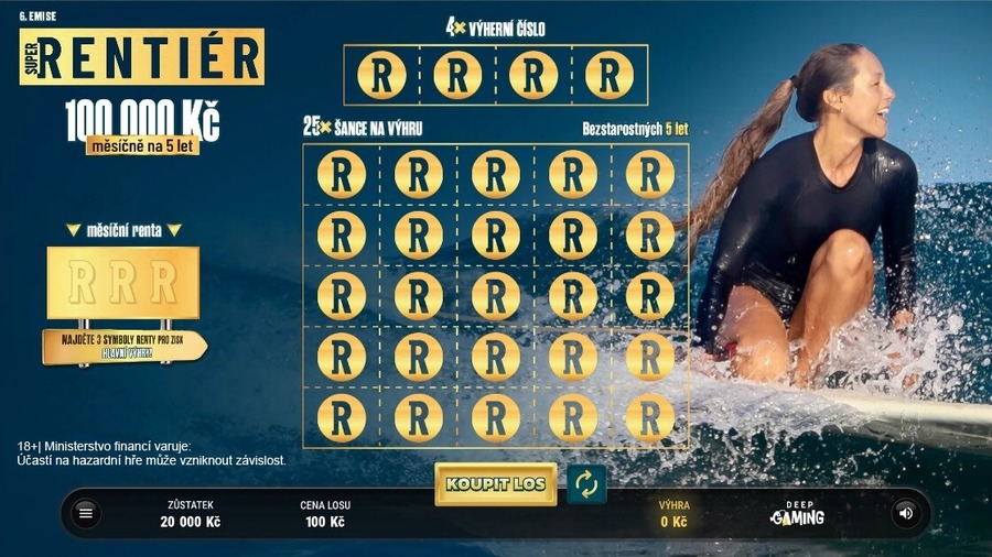 V online losu Super Rentiér můžete vyhrát rentu až 100&nbsp;000&nbsp;Kč měsíčně po dobu 5 let.
