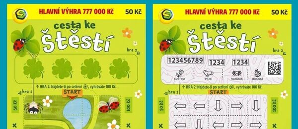 Stírací los Cesta ke štěstí - před a po setření.