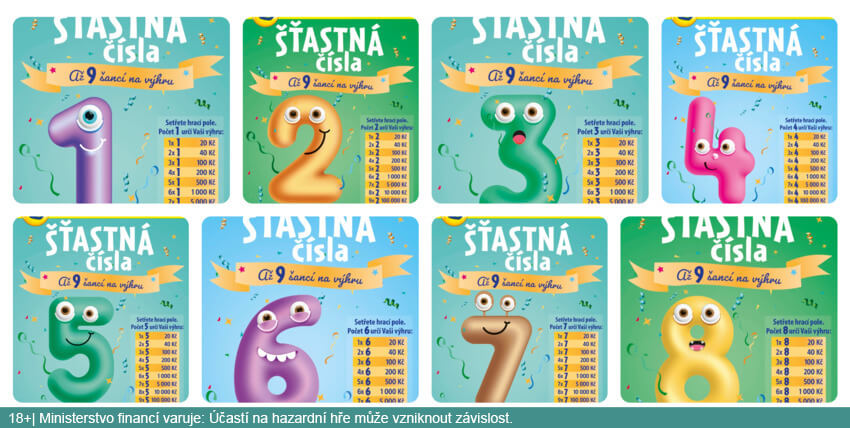 Sazka stírací losy Šťastná čísla