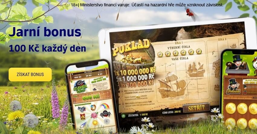 Získejte jarní bonus na Sazka online losy – 100 Kč každý den.