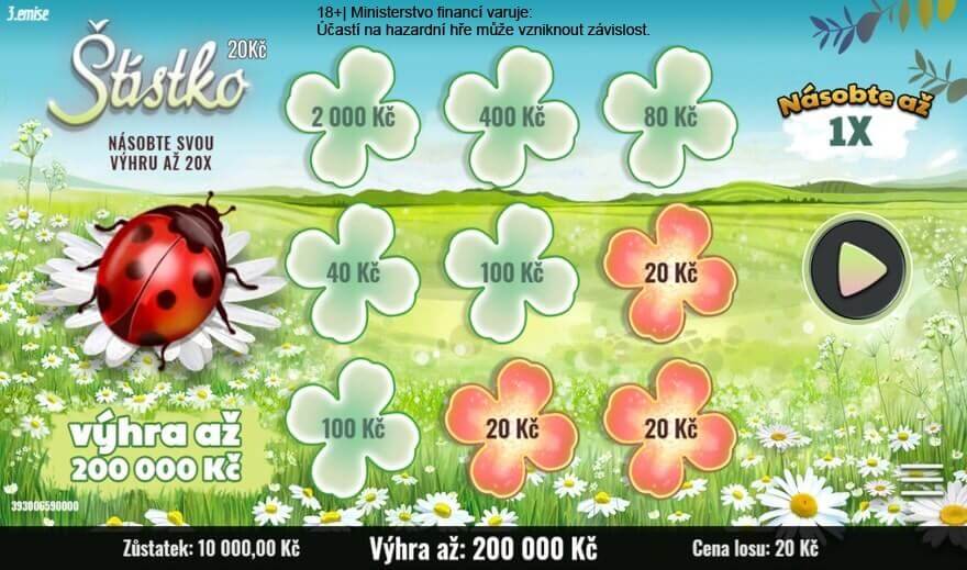 Los Štístko zakoupíte za 20 korun a vyhrát můžete až 200 000 Kč.