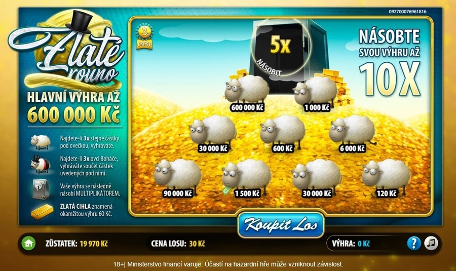 Online los Zlaté rouno - setřete si jej u&nbsp;Allwynu přes web nebo z&nbsp;mobilu.