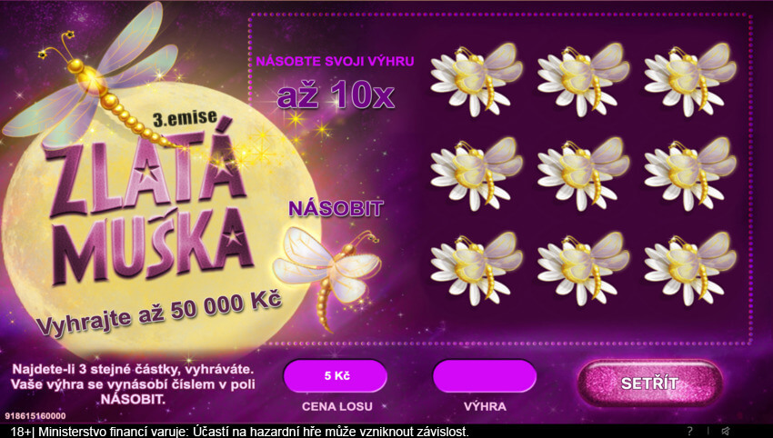 Stírací los Zlatá muška od Sazky