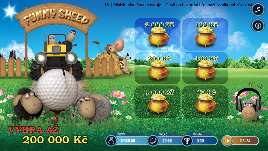 Ve stíracím losu Funny Sheep můžete vyhrát až 200 tisíc korun.