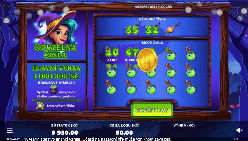 Online stírací los Kouzelná čísla může ukrývat výhru až 1 milion korun.