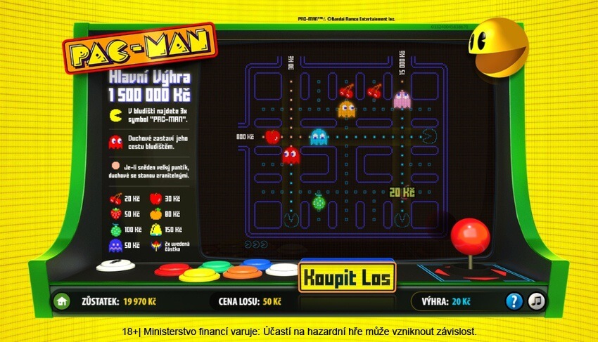 Pobavte se u originálního stíracího losu Pac-Man.