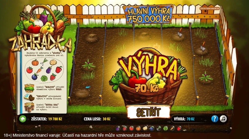 Jak vypadá výhra na stíracím losu Zahrádka?