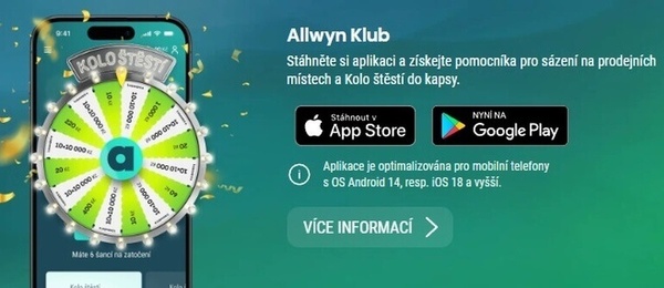 Nainstalujte si aplikaci Allwyn Klub do svého mobilního telefonu.