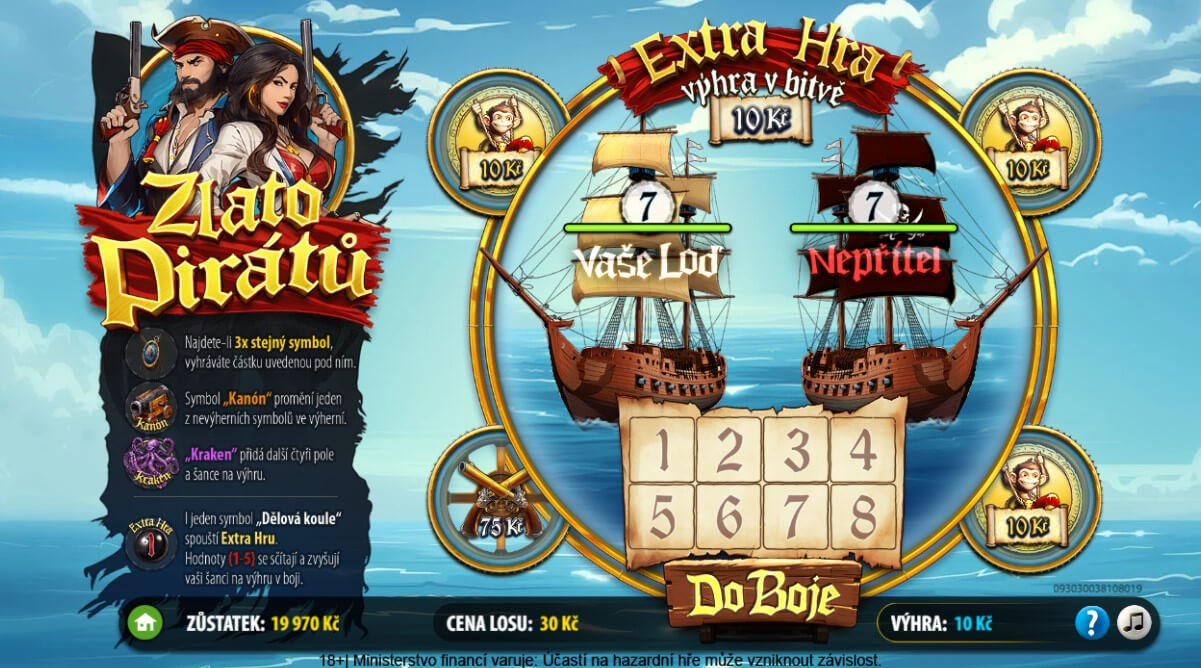 Extra hra online losu od Sazky – Zlato pirátů