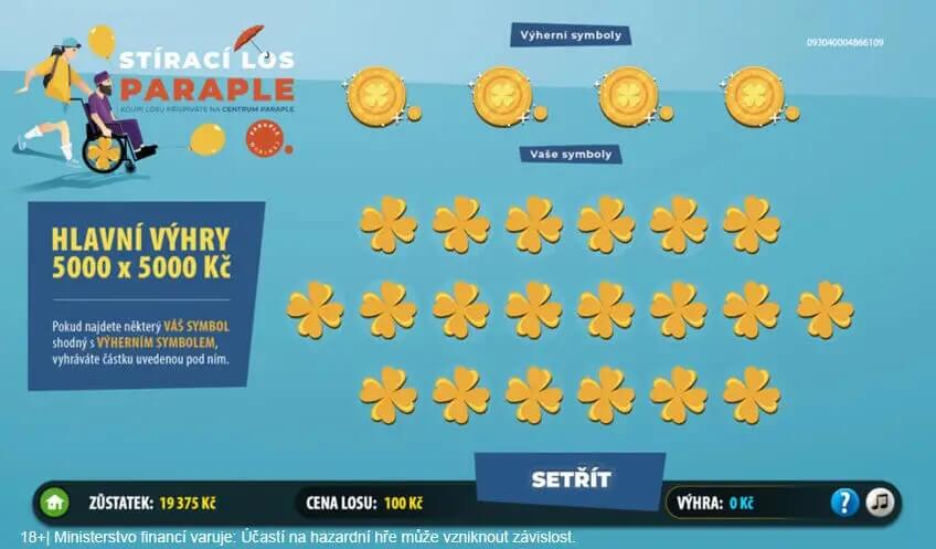 Stírací online los Paraple