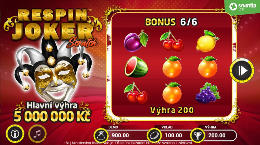 Bonusová hra v losu Respin Joker Scratch